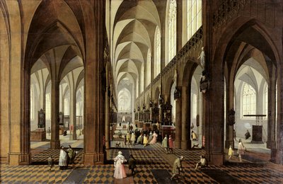 Interior de la Catedral de Amberes, c.1650 de Pieter the Younger Neeffs